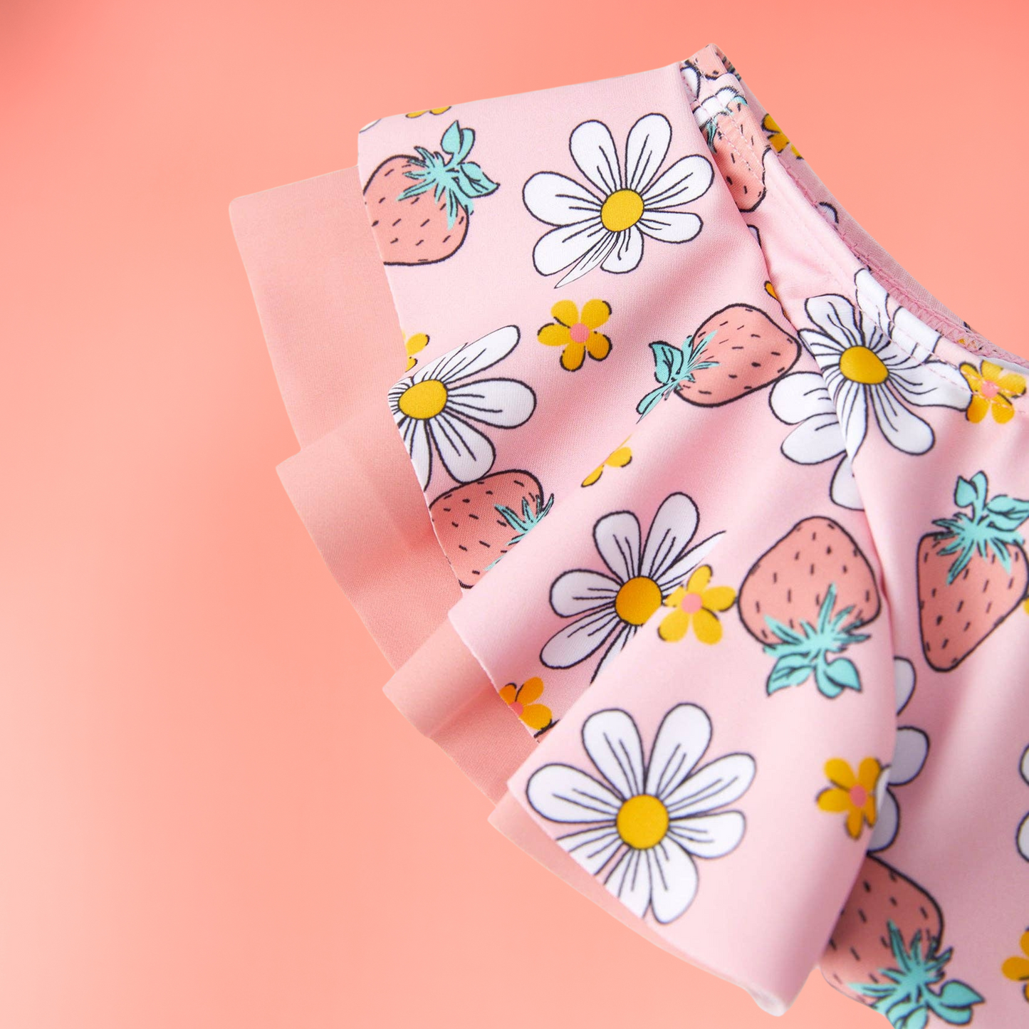 Sweet Strawberry Daisy Girls Ruffle Swimsuit