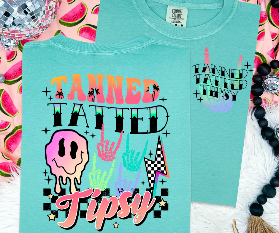 Tan Tatted & Tipsy Tee